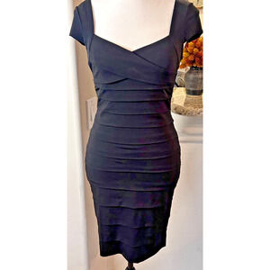 White House Black Market | Black Shapewear Shadow Panel Tiered Dress 4